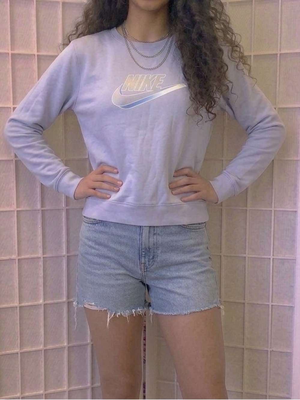 Nike Light Gray Fleece Sweatshirt